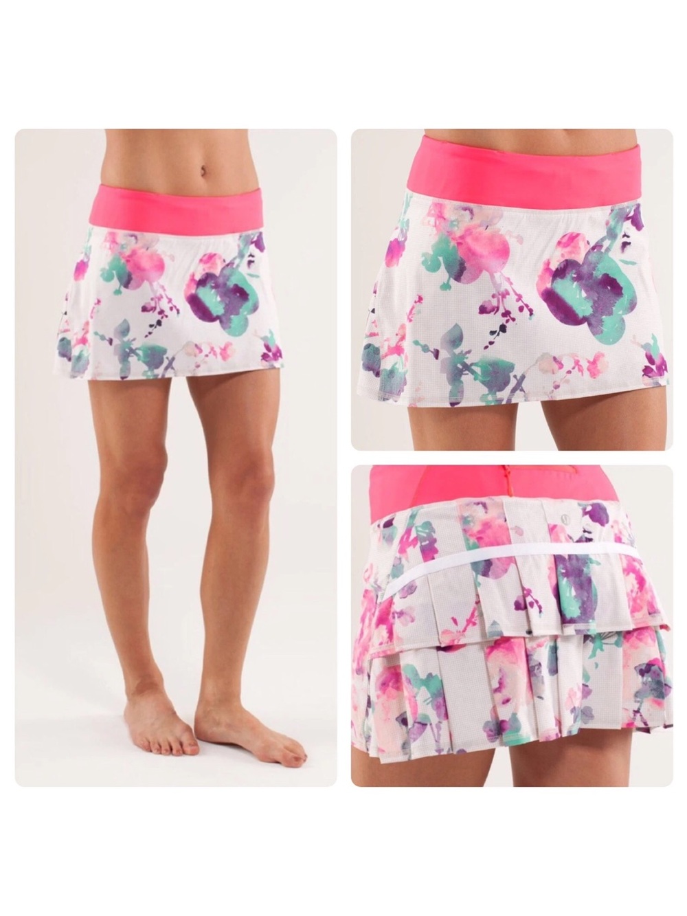 EUC Lululemon RARE Pace Setter Floral Blurred Blossom White Skort size 6